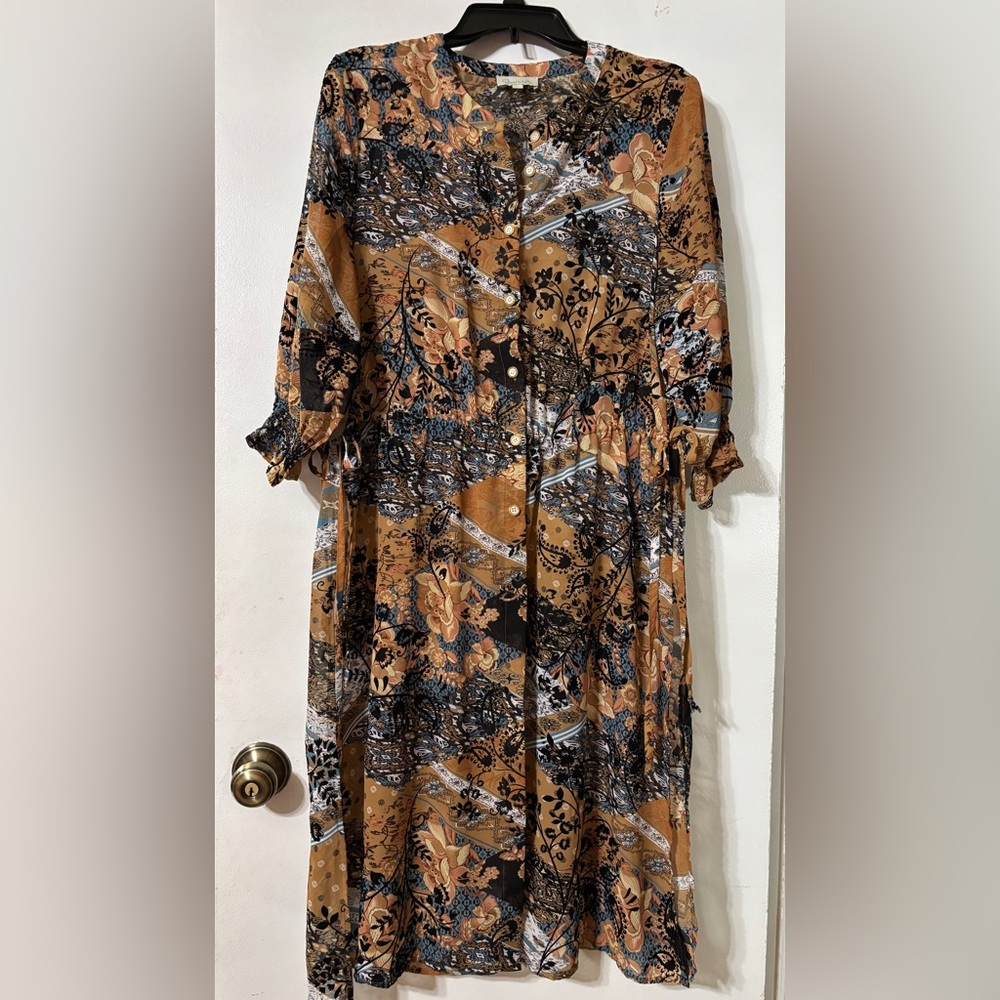 Chenault Women's Sheer Button Up Duster/Kimono Medium